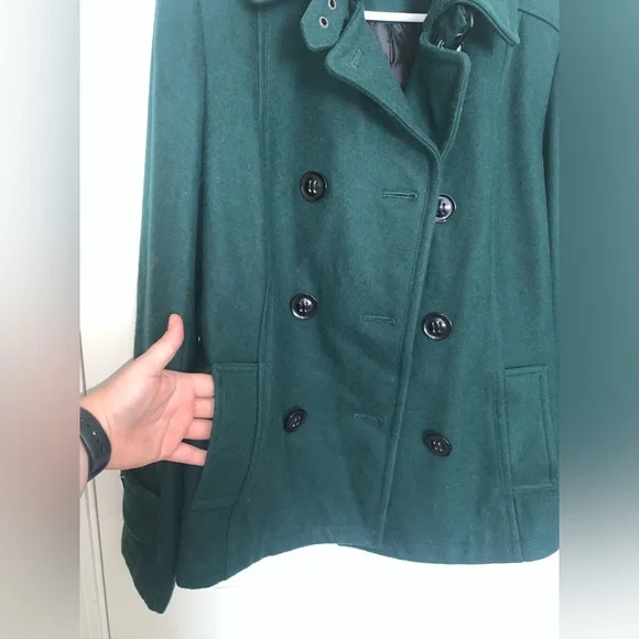 Giacca Women’s Dark Green Wool Winter Pea Coat - Medium - Picture 6 of 11
